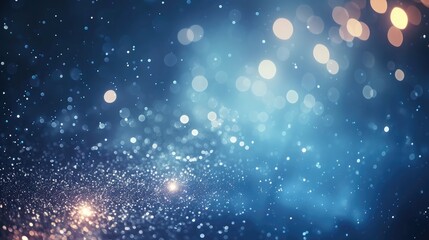 Obraz na płótnie Canvas Blue Festive Christmas elegant abstract background with bokeh lights and stars
