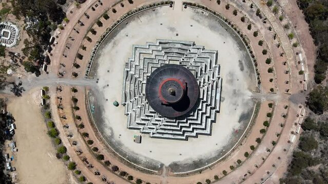 aerial view of The Great Stupa of Universal Compassion is a Buddhist monument and temple near Bendigo in central Victoria. Australia.