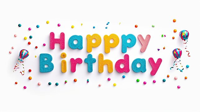 a photo text of word " Happy Birthday " on solid white background
