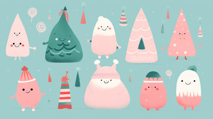 Seamless repetitive pattern abstract illustration of chistmas figures.  Wallpaper. Background.