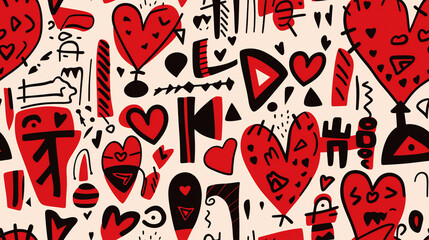 Seamless repetitive pattern abstract illustration of heart figures.  Wallpaper. Background.