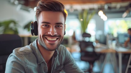 Fototapeta premium Male customer service employee at work