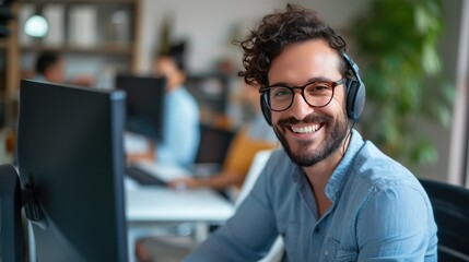 Fototapeta premium Male customer service employee at work