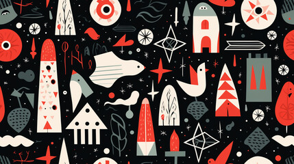 Seamless repetitive pattern abstract illustration of chistmas figures.  Wallpaper. Background.