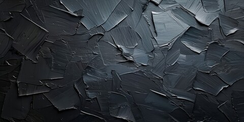 Closeup of abstract rough black gray dark colored art painting texture, with oil brushstroke, pallet knife paint on canvas, Generative AI 