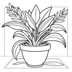 Small Tree Plant coloring outline page illustration for children and adults