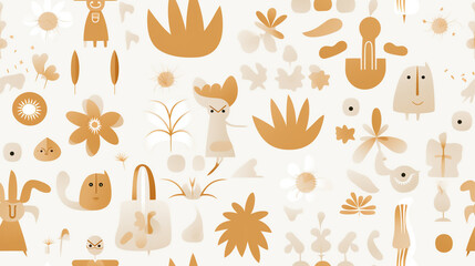 Seamless repetitive pattern abstract illustration of summer figures.  Wallpaper. Background.