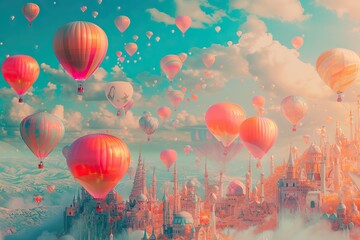 Fototapeta premium colorful city, city of happiness, festival, balloon