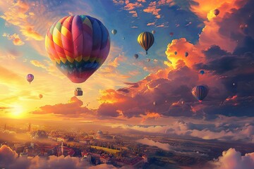 Obraz premium colorful city, city of happiness, festival, balloon