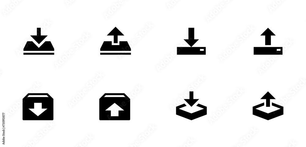 Aufkleber download and upload icon buttons set. download and upload icon. files download and upload icons symb