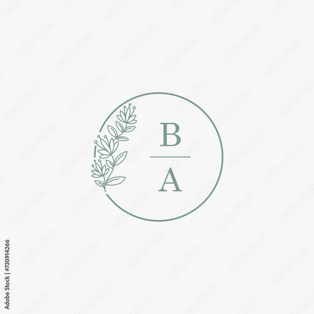 Wall mural ba initials wedding monogram logo vector