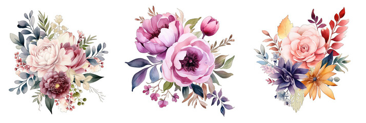 Watercolor Floral Wedding flower PNG - obrazy, fototapety, plakaty