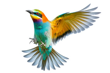 Colorful Bird in Motion on transparent background