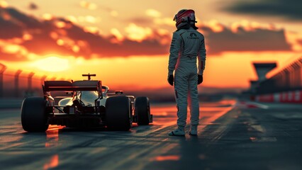 Formula 1 Race Driver Finishing Race: Dynamic Sports Photography with Racing Car - obrazy, fototapety, plakaty