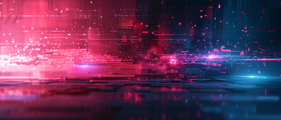 Abstract technology background with data glitch effect. Futuristic neon glitch background