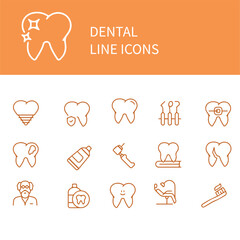 set of Dentistry vector line icons