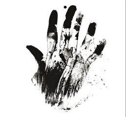 a hand print on a white background,