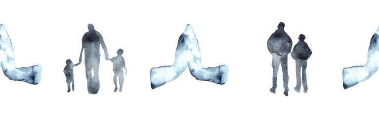 Watercolor hand drawn illustration thanksgiving to the Lord, Christian border.Christian. Decorative border for the background of Christian publications, the design of banners, cards, sites