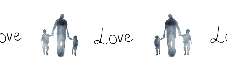 Watercolor hand drawn illustration thanksgiving to the Lord,christian family border.Christian. Decorative border for the background of Christian publications, the design of banners, cards, sites