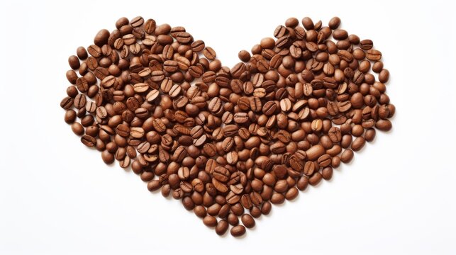 Bean Love: A Mesmerizing Heart Crafted From Coffee Beans. Generative AI.