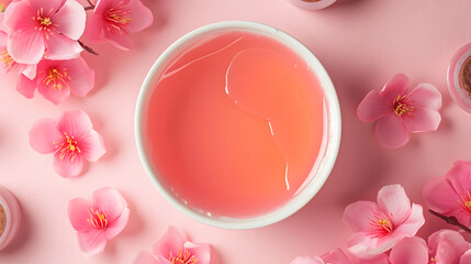 Warm Wax for Hair Removal in Container with Cherry Blossoms Spa Concept