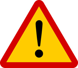 Red and Yellow Triangular Warning or Attention Sign with Exclamation Mark Icon. Vector Image.