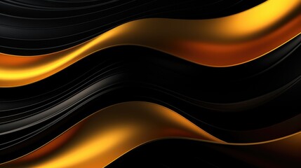 Abstract orange, black and gold background with waves