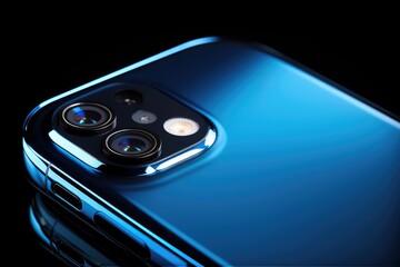 Commercial photography of a smartphone, detail on the lens lens on the back