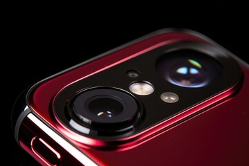 Commercial photography of a smartphone, detail on the lens lens on the back