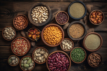 Obraz na płótnie Canvas Bowls with assorted beans