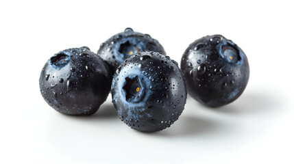 Obraz premium Fresh Blueberries with Water Droplets Isolated on White Background