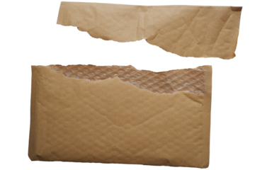 Postal envelope made by craft paper. Opened shipping envelope. Delivery and postal concept graphic material.
Shipping packaging materials.