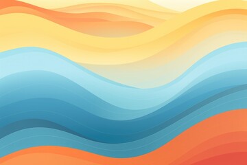 Fototapeta premium Vibrant Wavy Layers: Abstract Art in Blue, Orange, and Yellow - Generative AI