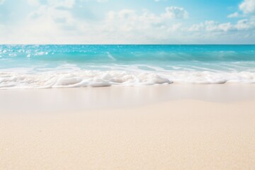 Fototapeta na wymiar Serene Tropical Shore: White Sand Beach and Turquoise Waters - Generative AI