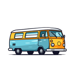 van bus minivan retro car vector illustration isolated transparent background, cut out or cutout t-shirt design