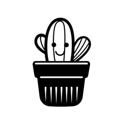 happy cartoon smiling cactus succulent in a pot  vector illustration isolated transparent background, cut out or cutout t-shirt design