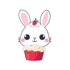 easter bunny muffin cupcake cake birthday cake with candles icon vector illustration isolated transparent background, cut out or cutout t-shirt design