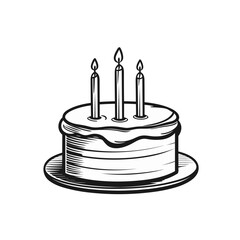 birthday cake with candles icon vector illustration isolated transparent background, cut out or cutout t-shirt design
