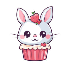 easter bunny muffin cupcake cake birthday cake with candles icon vector illustration isolated transparent background, cut out or cutout t-shirt design