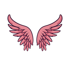 angel pink wings  vector illustration isolated transparent background, cut out or cutout t-shirt design
