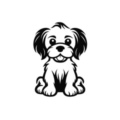 dog black and white vector illustration isolated transparent background, cut out or cutout t-shirt design