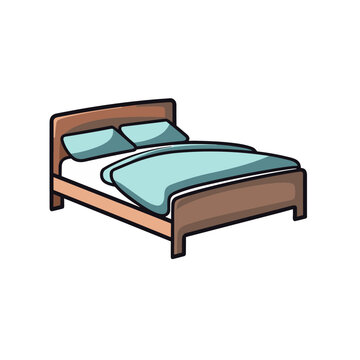 bed in the bedroom vector illustration isolated transparent background, cut out or cutout