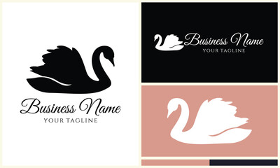 silhouette duck swim logo template