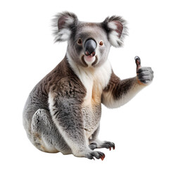 Cute Koala Giving Thumbs Up Isolated on Transparent Background