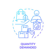 Quantity demanded blue gradient concept icon. Amount of products. Consumers buying. Round shape line illustration. Abstract idea. Graphic design. Easy to use in brochure marketing