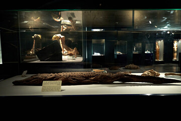 Ancient Egyptian Exhibits of the archaeological Mummification Museum in Luxor,  Egypt.Real Ancient...