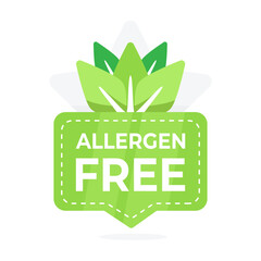 Health friendly allergen free label with a leaf design for hypoallergenic product assurance
