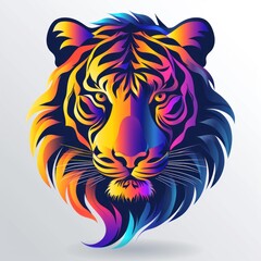 Vibrant Gradient Tiger Logo Illustration on a Plain Background