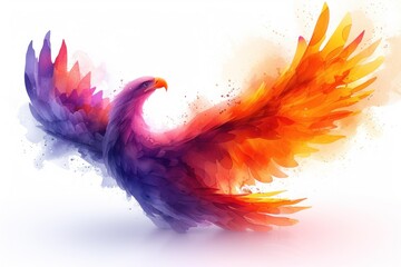 Obraz premium Majestic Flat Logo Eagle With Vibrant Gradient Wings Soaring Under a Dimly Lit Sky