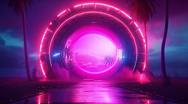 Mysterious gate 80's style (mov) made with Ai generative technology